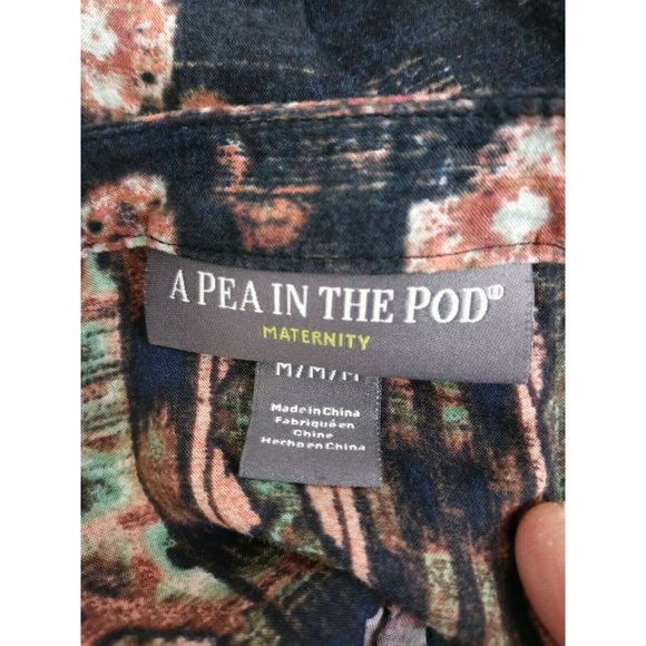 A Pea In The Pod Women's Black Boho Blouse With Floral Design Size Medium - Picture 4 of 5